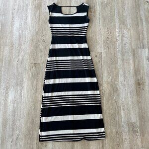 Womens Dots Black/White Stripe Maxi Dress - M